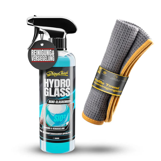 HYDRO GLASS - NANO SiO2 GLASREINIGER 500ml + WAFFLE TOWEL SET