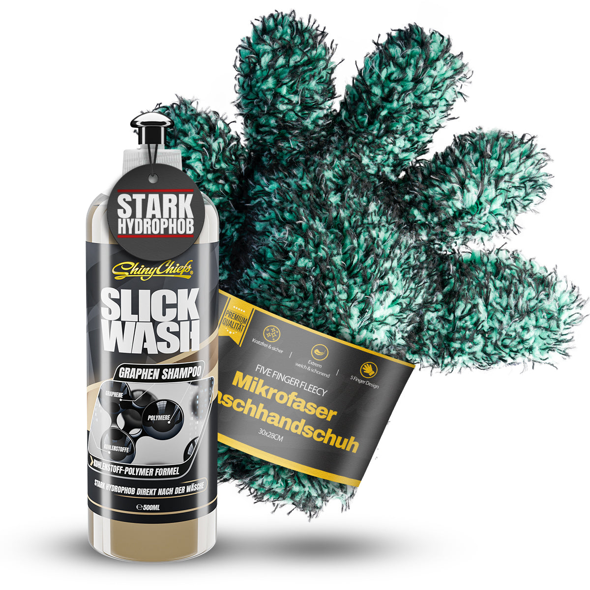 SLICK WASH - GRAPHEN SHAMPOO 500ml + FIVE FINGER FLEECY