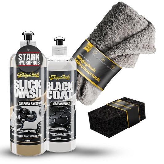 SLICK WASH - GRAPHEN SHAMPOO 500ml + BLACK COAT - GRAPHENEWAX 500ml SET